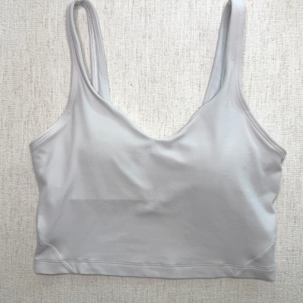Lululemon Align Tank Bra White Longline Scoop Neck Size 6 Built-In Bra